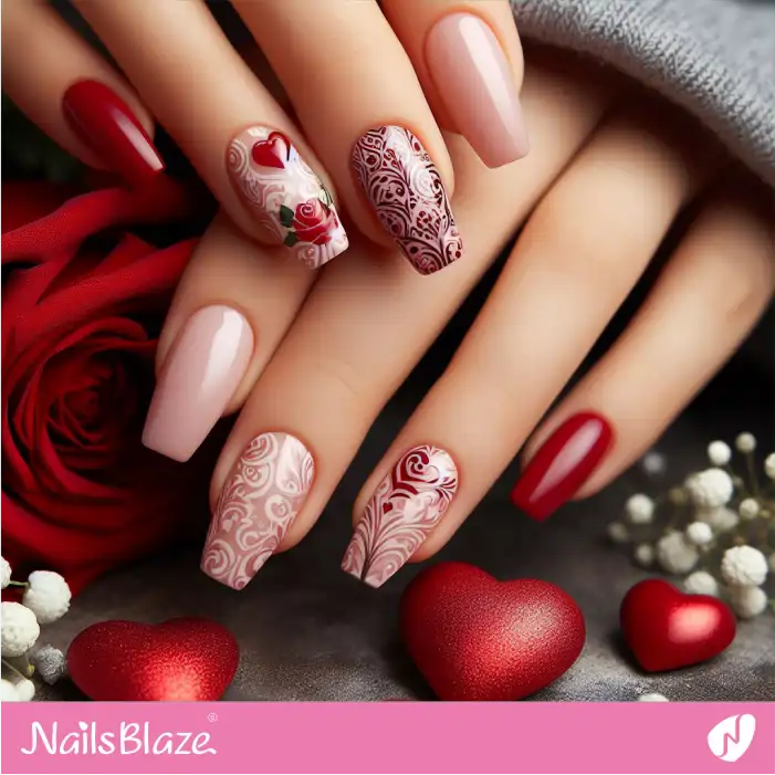Valentine Nails with Filigree Nail Art | Valentine Nails - NB2938